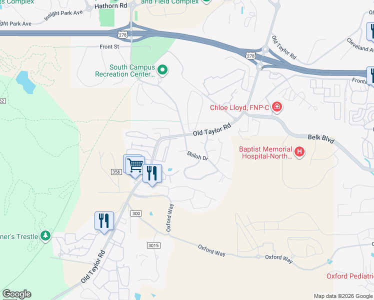 map of restaurants, bars, coffee shops, grocery stores, and more near 201 Wilson Cove in Oxford