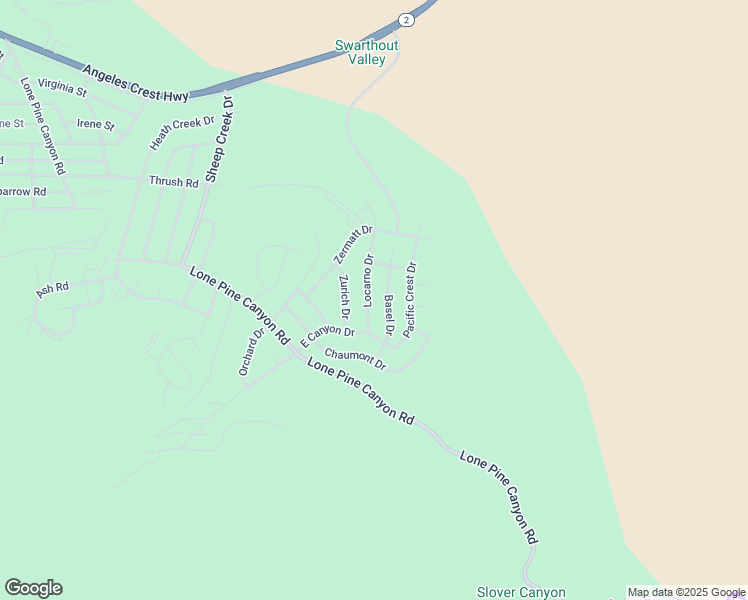 map of restaurants, bars, coffee shops, grocery stores, and more near 5419 Locarno Drive in Wrightwood