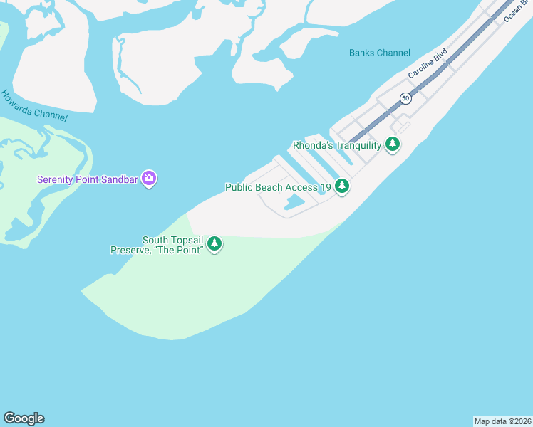 map of restaurants, bars, coffee shops, grocery stores, and more near 2125 Ocean Boulevard in Topsail Beach