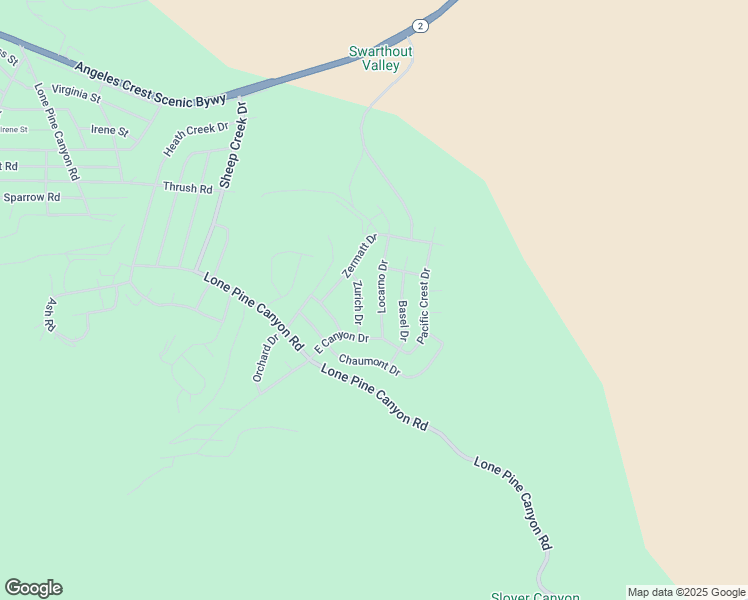 map of restaurants, bars, coffee shops, grocery stores, and more near 5432 Locarno Drive in Wrightwood