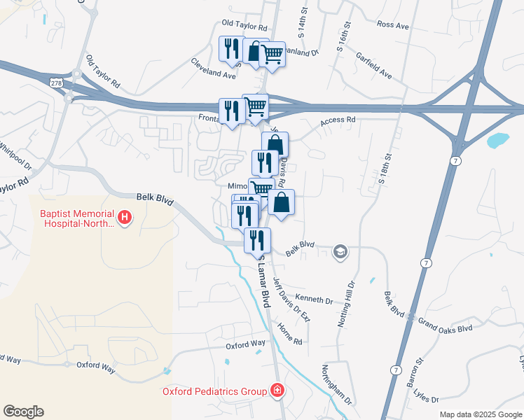 map of restaurants, bars, coffee shops, grocery stores, and more near 101 Alderson Road in Oxford