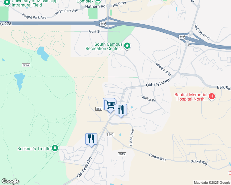map of restaurants, bars, coffee shops, grocery stores, and more near 187 County Road 3088 in Oxford