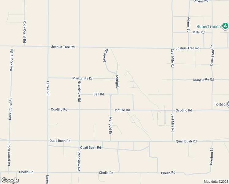 map of restaurants, bars, coffee shops, grocery stores, and more near 50928 Bell Road in Johnson Valley