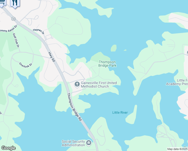 map of restaurants, bars, coffee shops, grocery stores, and more near 414 Hudson Cove Trail in Gainesville