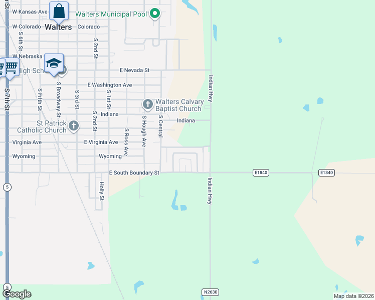 map of restaurants, bars, coffee shops, grocery stores, and more near 117 Lions Cove in Walters