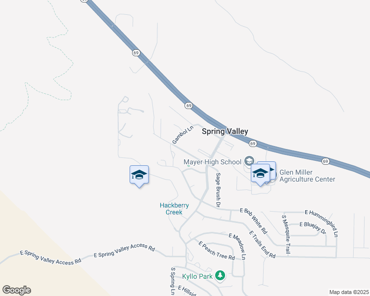 map of restaurants, bars, coffee shops, grocery stores, and more near 17175 East Spring Valley Road in Mayer