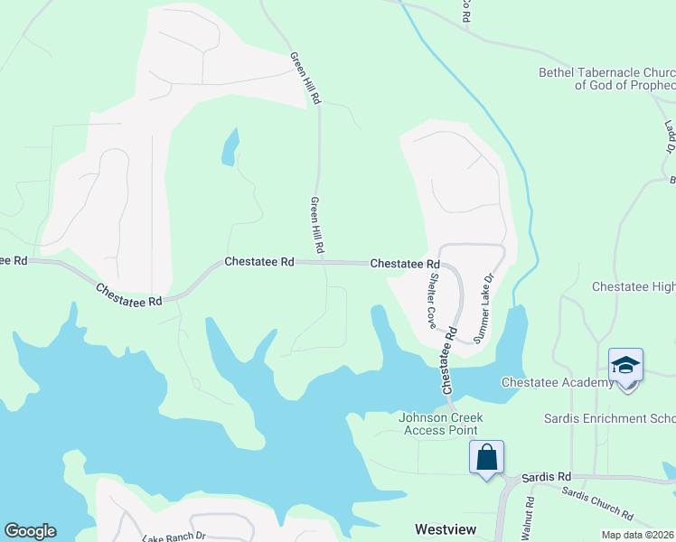 map of restaurants, bars, coffee shops, grocery stores, and more near 3151 Chestatee Road in Gainesville
