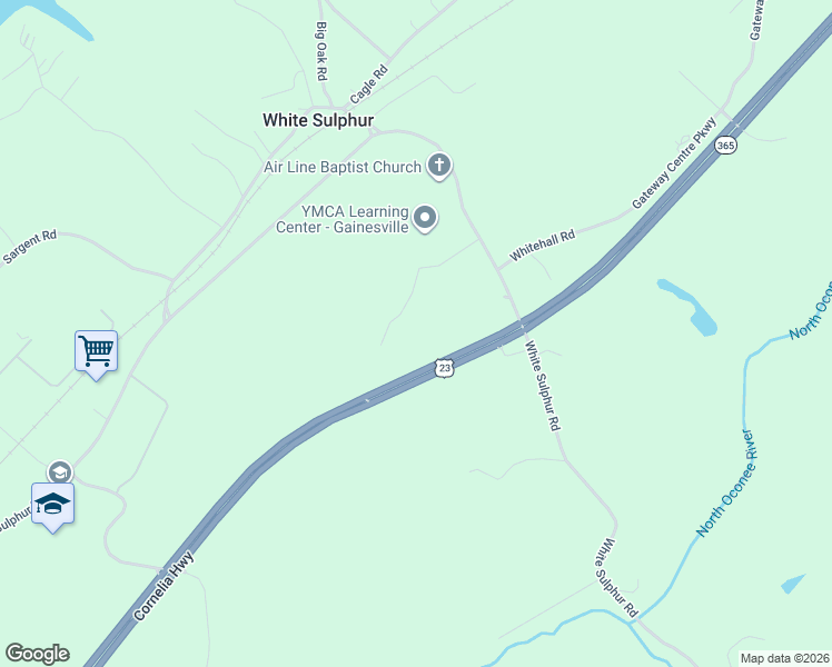 map of restaurants, bars, coffee shops, grocery stores, and more near 3456 Livingston Road in Gainesville