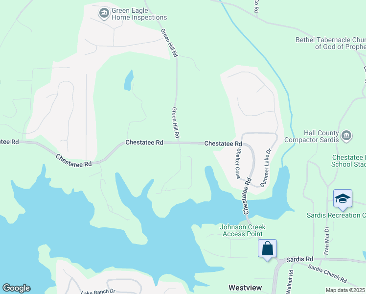 map of restaurants, bars, coffee shops, grocery stores, and more near 3403 Green Hill Road in Gainesville