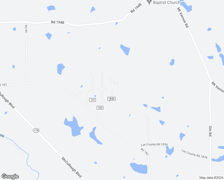 map of restaurants, bars, coffee shops, grocery stores, and more near 121 County Road 1850 in Tupelo