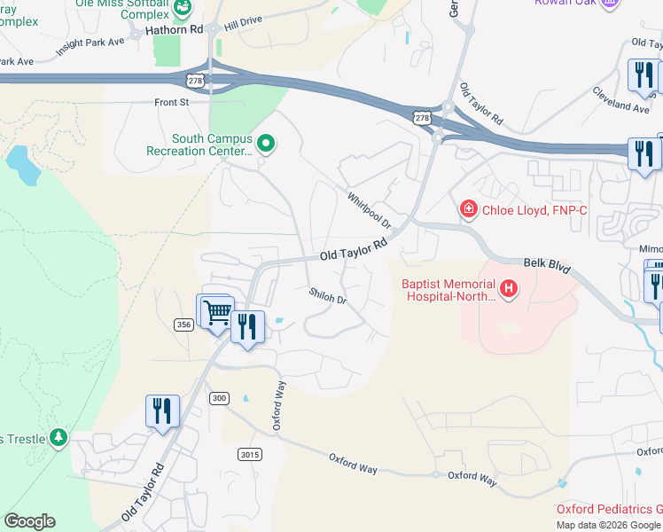 map of restaurants, bars, coffee shops, grocery stores, and more near 49 Old Taylor Road in Oxford