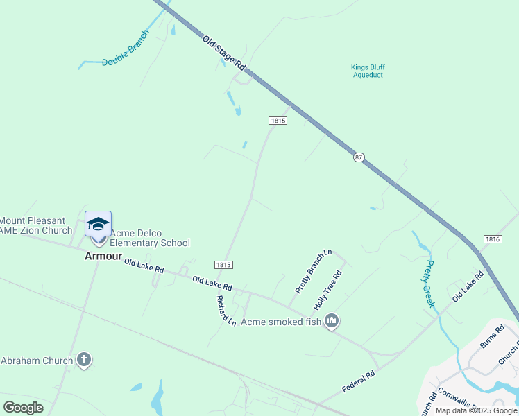 map of restaurants, bars, coffee shops, grocery stores, and more near 322 Gus Bryant Road in Riegelwood