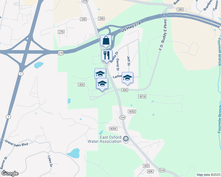 map of restaurants, bars, coffee shops, grocery stores, and more near 102 County Road 404 in Oxford