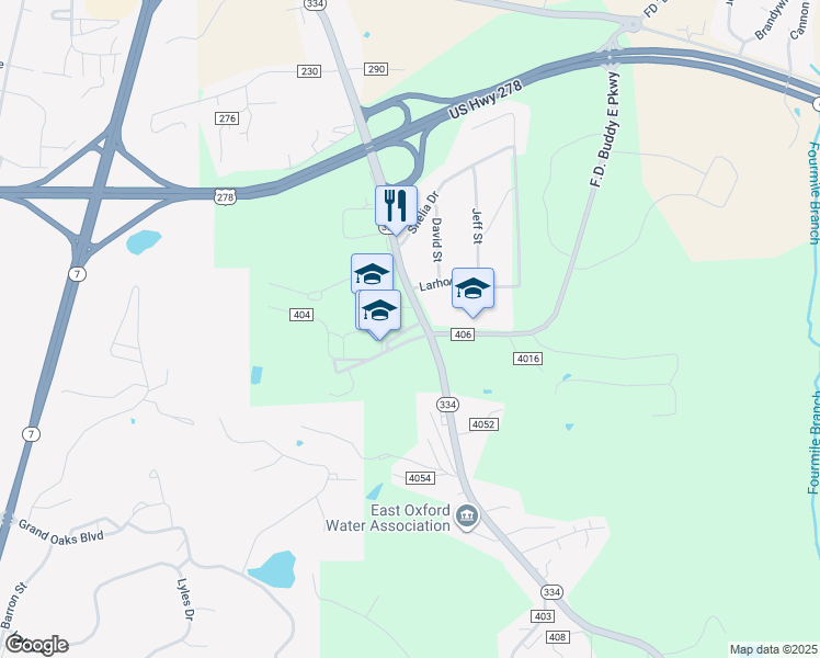 map of restaurants, bars, coffee shops, grocery stores, and more near 102 County Road 404 in Oxford