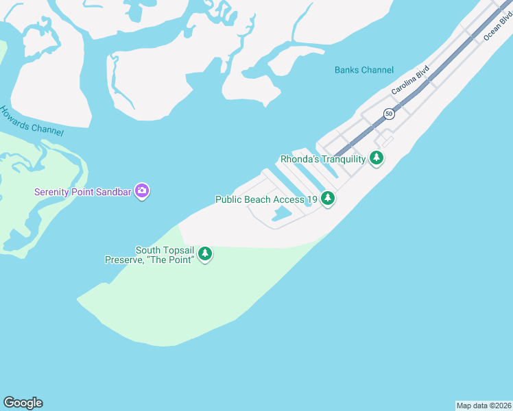 map of restaurants, bars, coffee shops, grocery stores, and more near 2121 Inlet Avenue in Holly Ridge