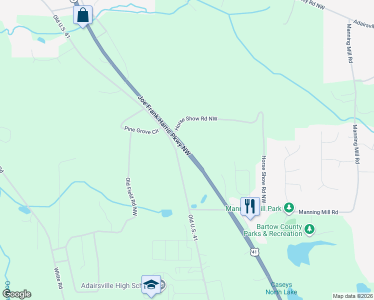 map of restaurants, bars, coffee shops, grocery stores, and more near Georgia 3 in Adairsville