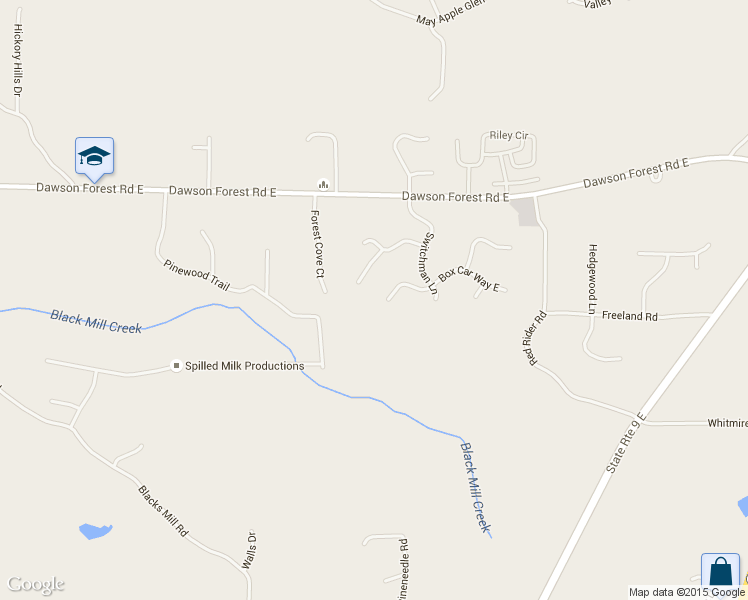 map of restaurants, bars, coffee shops, grocery stores, and more near 96 Box Car Way West in Dawsonville