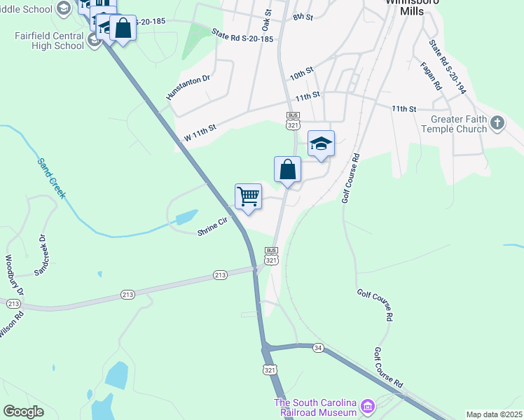 map of restaurants, bars, coffee shops, grocery stores, and more near 1126 U.S. 321 Business in Winnsboro