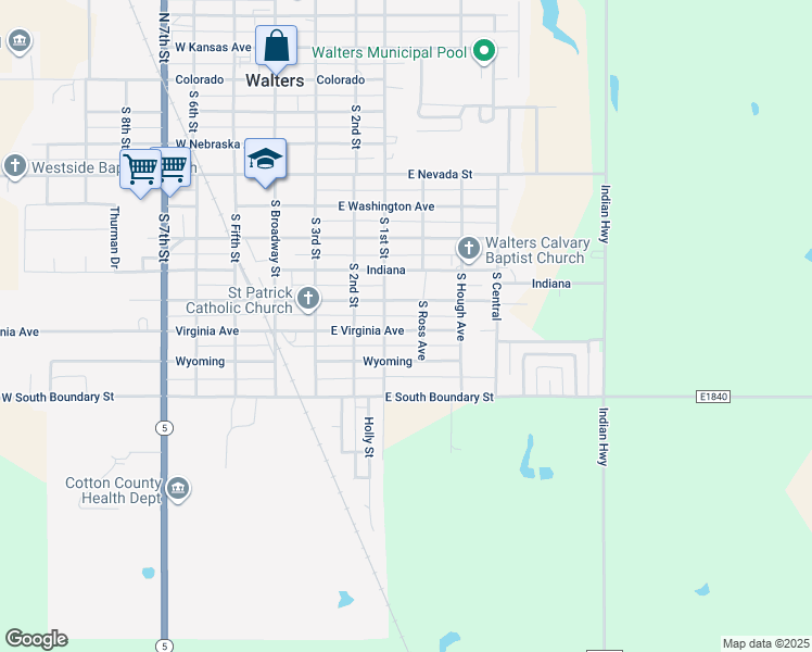 map of restaurants, bars, coffee shops, grocery stores, and more near 417 East Virginia Avenue in Walters