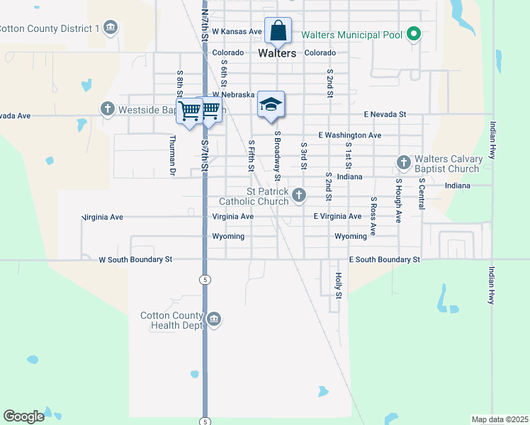 map of restaurants, bars, coffee shops, grocery stores, and more near 109 Virginia Avenue in Walters