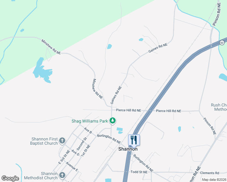 map of restaurants, bars, coffee shops, grocery stores, and more near 61 Gaines Rd NE in Rome