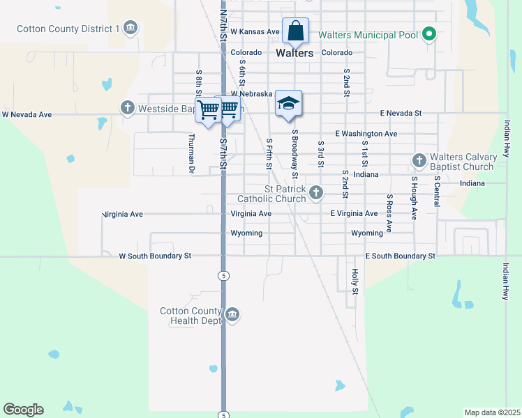 map of restaurants, bars, coffee shops, grocery stores, and more near 207 Virginia Avenue in Walters