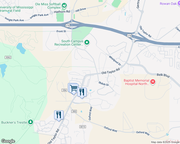 map of restaurants, bars, coffee shops, grocery stores, and more near 70 County Road 303 in Oxford