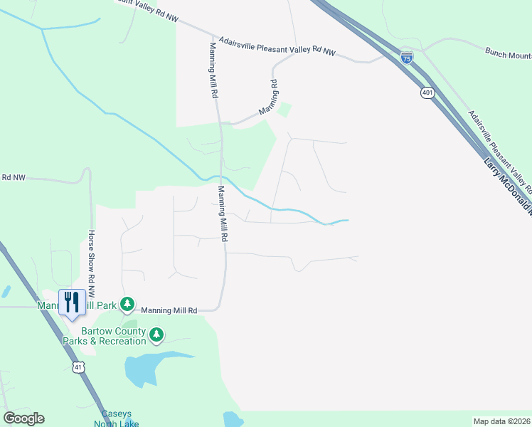 map of restaurants, bars, coffee shops, grocery stores, and more near 300 Rail Drive in Adairsville