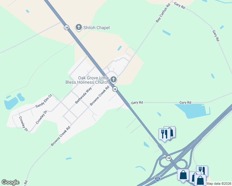 map of restaurants, bars, coffee shops, grocery stores, and more near 1627 South Carolina 38 in Latta