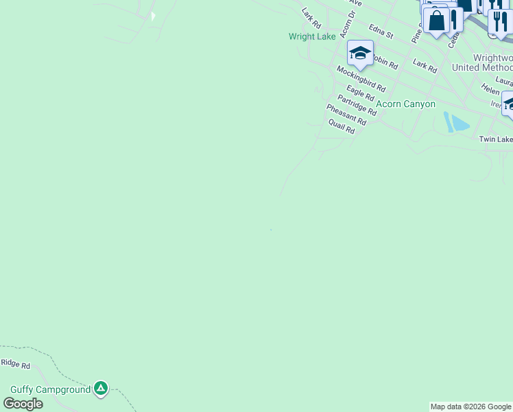 map of restaurants, bars, coffee shops, grocery stores, and more near 5522 Acorn Drive in Wrightwood