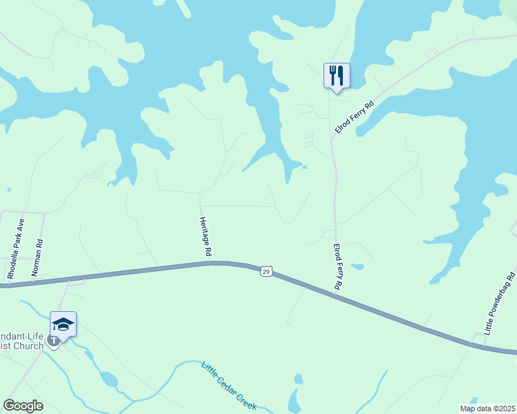 map of restaurants, bars, coffee shops, grocery stores, and more near Teasley Lane in Hartwell