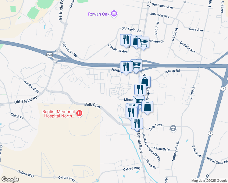 map of restaurants, bars, coffee shops, grocery stores, and more near 411 Saint Remy Boulevard in Oxford