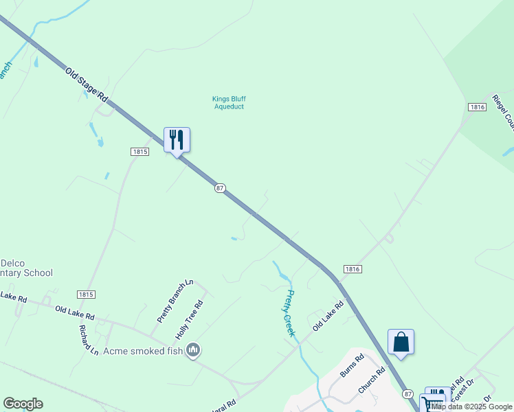 map of restaurants, bars, coffee shops, grocery stores, and more near 3986 Old Stage Road in Riegelwood