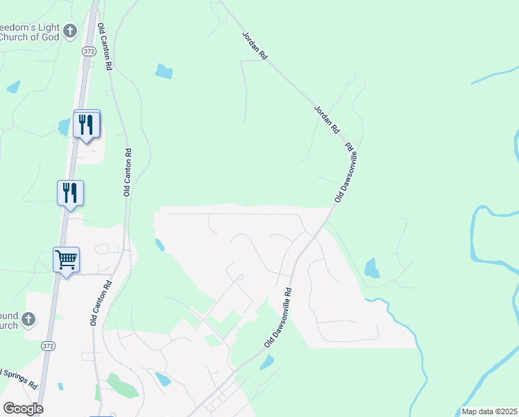 map of restaurants, bars, coffee shops, grocery stores, and more near 130 North Mountain Brooke Drive in Ball Ground
