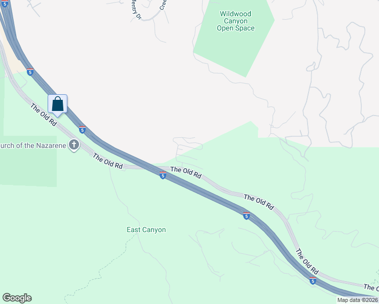 map of restaurants, bars, coffee shops, grocery stores, and more near 23500 The Old Road in Los Angeles County