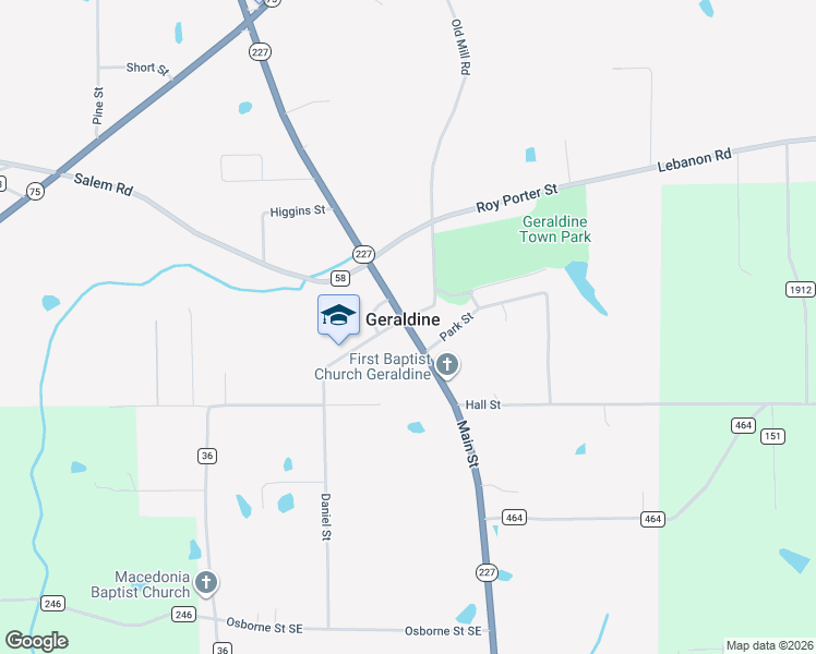 map of restaurants, bars, coffee shops, grocery stores, and more near in Geraldine