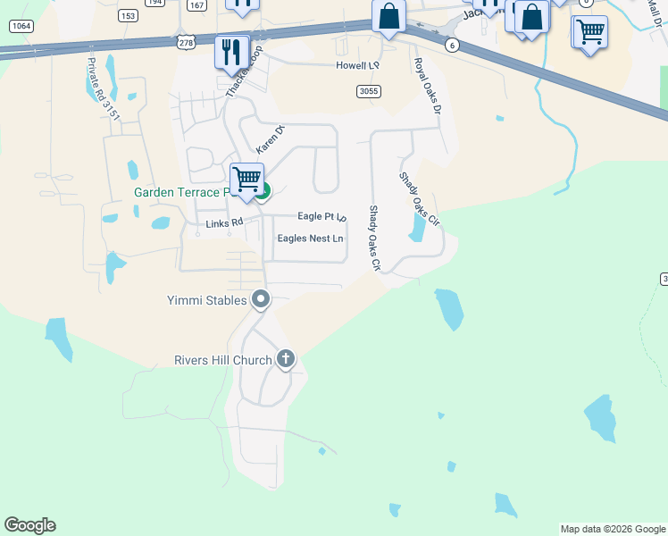 map of restaurants, bars, coffee shops, grocery stores, and more near 151-193 Eagle Point Loop in Oxford