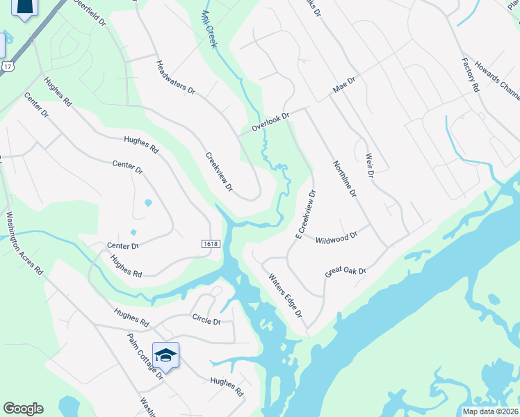 map of restaurants, bars, coffee shops, grocery stores, and more near 326 Creekview Drive in Hampstead