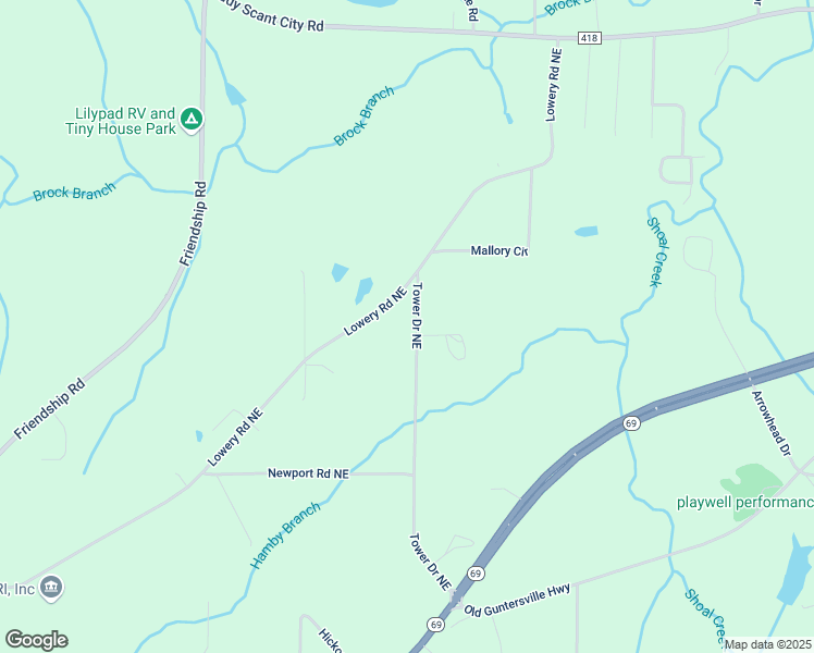 map of restaurants, bars, coffee shops, grocery stores, and more near 1604 Lowery Road Northeast in Arab
