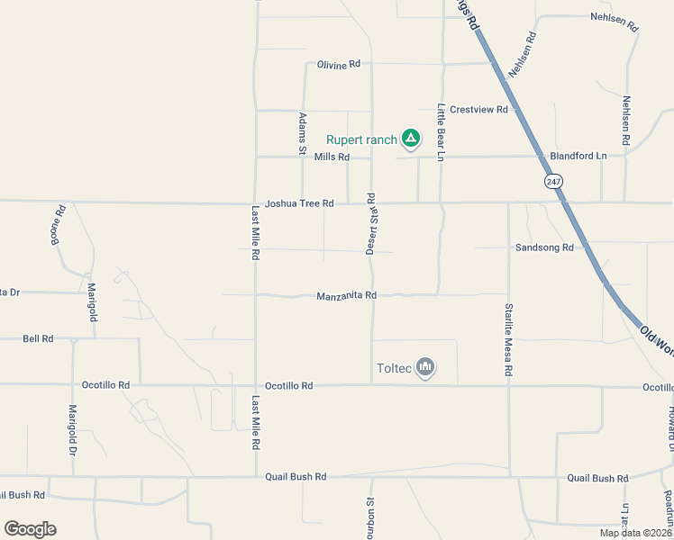 map of restaurants, bars, coffee shops, grocery stores, and more near 5422 Desert Star Road in Johnson Valley