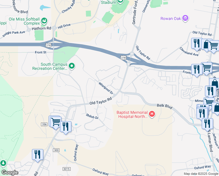 map of restaurants, bars, coffee shops, grocery stores, and more near 2112 Old Taylor Road in Oxford