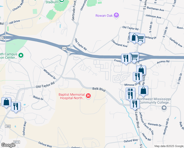 map of restaurants, bars, coffee shops, grocery stores, and more near 2806 Reed Street in Oxford
