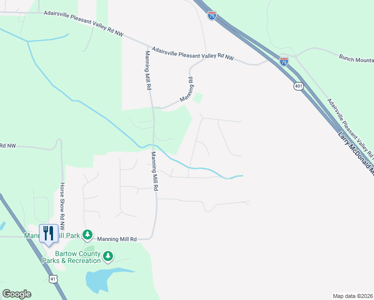 map of restaurants, bars, coffee shops, grocery stores, and more near 309 Rail Drive in Adairsville
