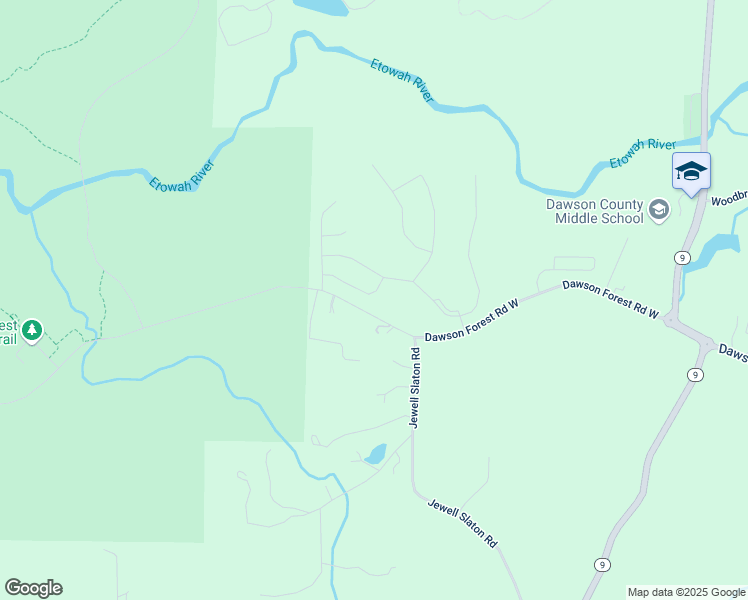 map of restaurants, bars, coffee shops, grocery stores, and more near 148 Silver Beech Lane in Dawsonville