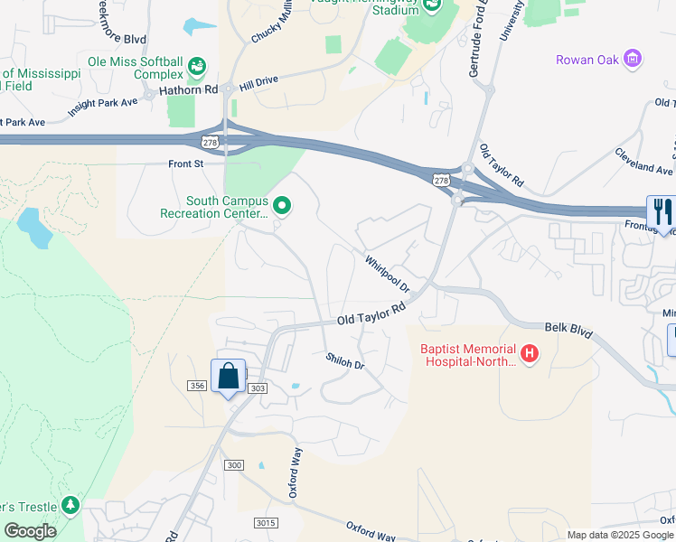 map of restaurants, bars, coffee shops, grocery stores, and more near 900 Whirlpool Drive in Oxford