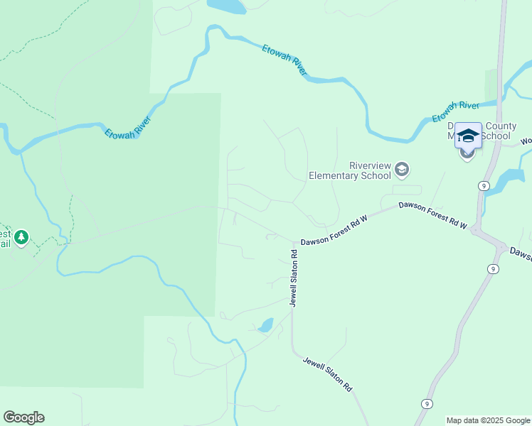 map of restaurants, bars, coffee shops, grocery stores, and more near 148 Silver Beech Lane in Dawsonville