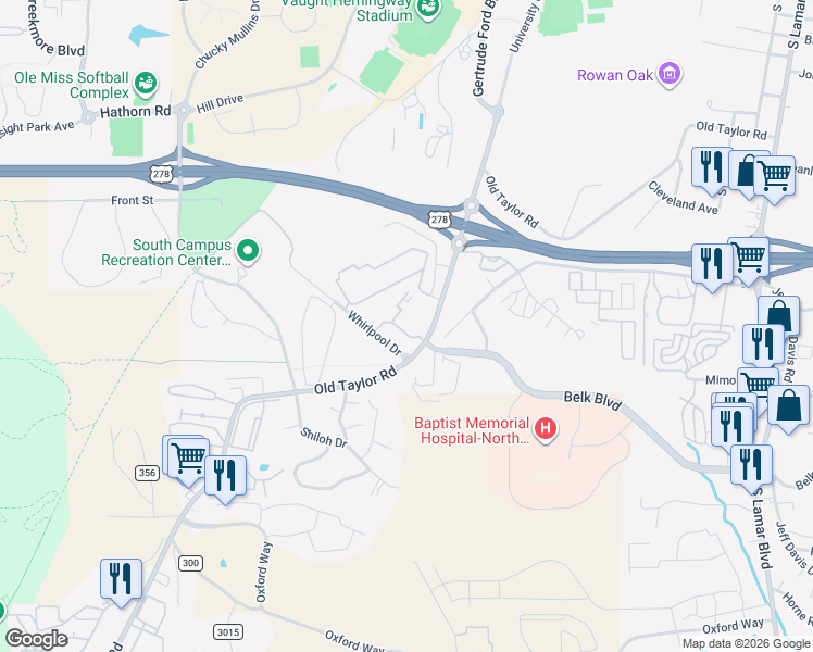 map of restaurants, bars, coffee shops, grocery stores, and more near 2112 Old Taylor Road in Oxford