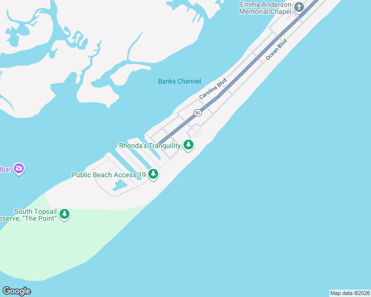 map of restaurants, bars, coffee shops, grocery stores, and more near 1615 Ocean Boulevard in Surf City
