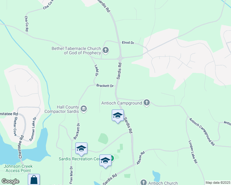 map of restaurants, bars, coffee shops, grocery stores, and more near Sardis Road in Gainesville