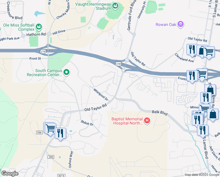 map of restaurants, bars, coffee shops, grocery stores, and more near 2112 Old Taylor Road in Oxford